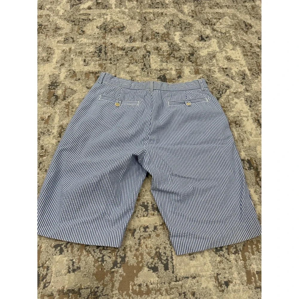 Polo Ralph Lauren Mens Blue White Seersucker Striped Chino Shorts Size 30